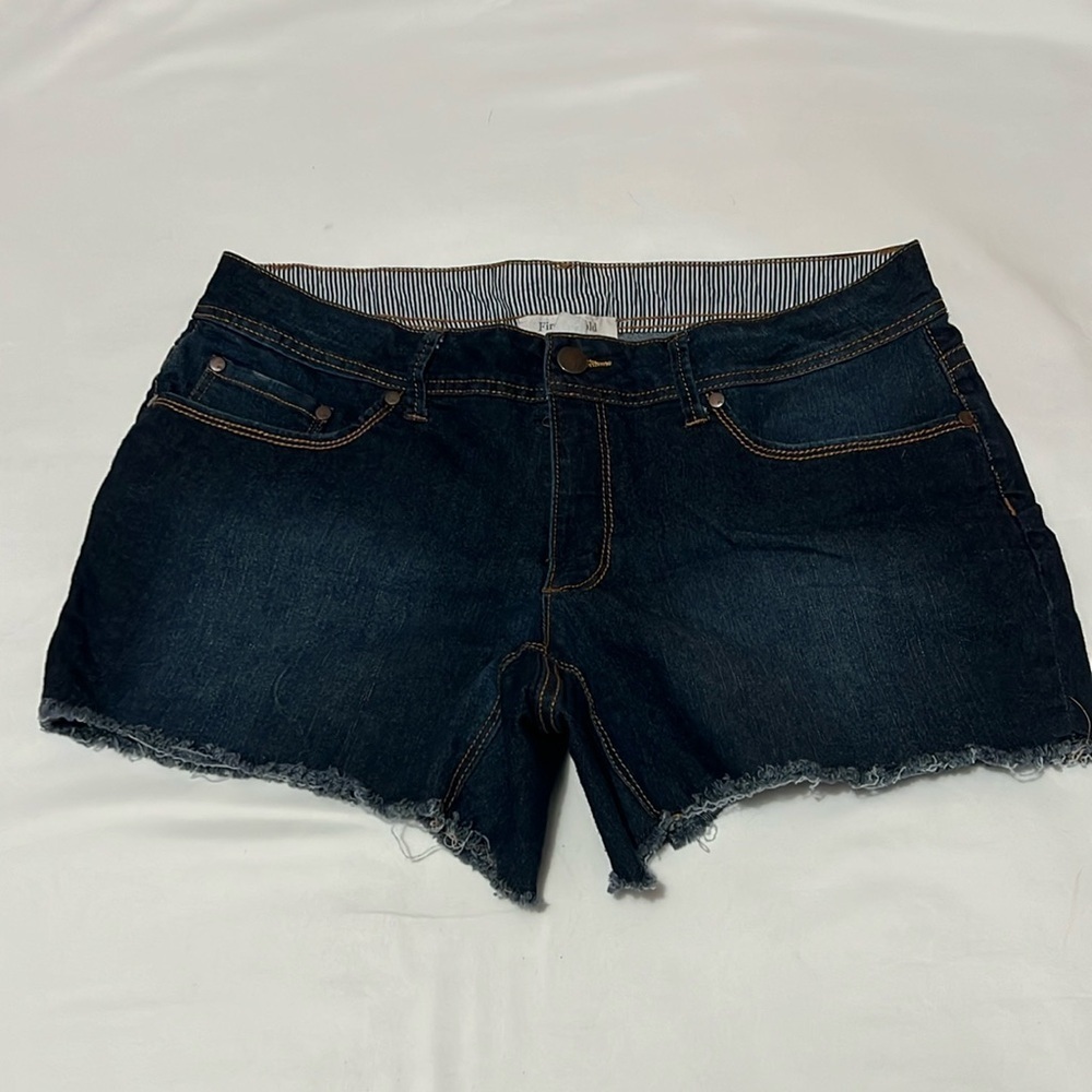 Fire & Gold Denim Raw Hem Dark Wash Shorts
